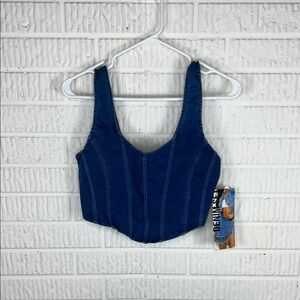 Trill Jeans Deep Blue Denim Crop Top